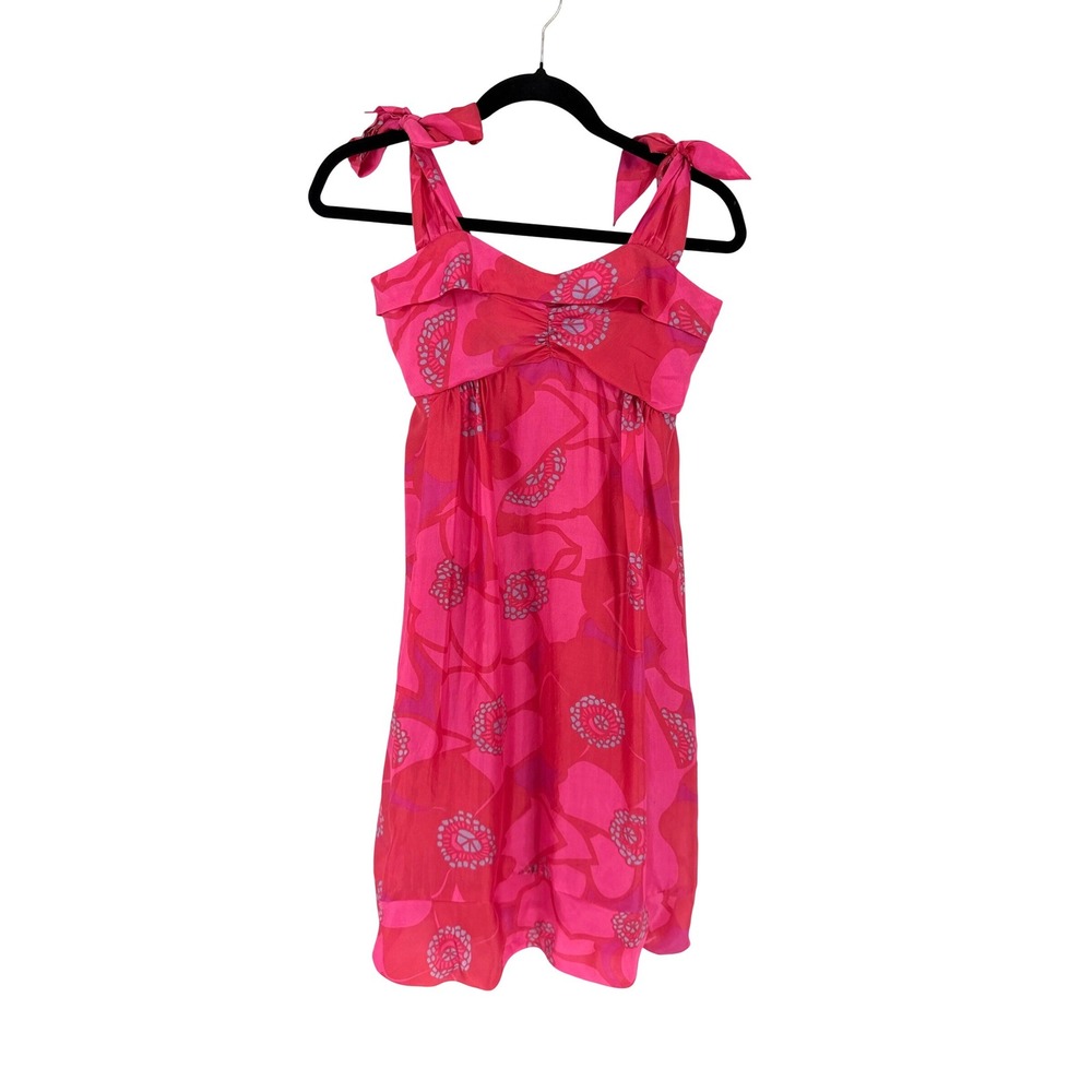 Marc Jacobs Silk Mini Dress Sz 2 Floral Pink Barbie Babydoll Empire Waist Y2K